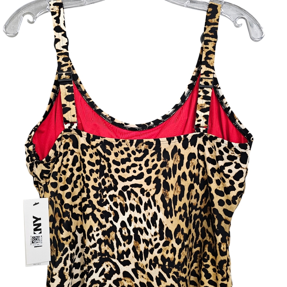 Nwt DKNY Animal Print Brown/Black 1 piece Pleated Front Detail Swimsuit - Picture 11 of 17